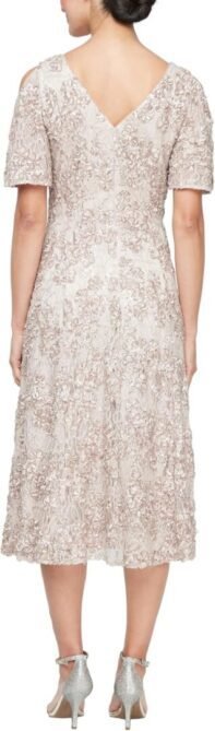 Alex Evenings Women's Midi Stretch Lace & Sequin Formal Dres...