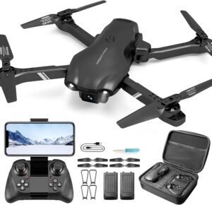 DRONEEYE 4DV13 Drone with 1080P HD FPV Camera for Kids Adults,Remote Control Helicopter Quadcopter for Beginners boy Toys Gift,Waypoint Functions,Altitude Hold, Gesture Selfie,3D Flips,2 Batteries,Black