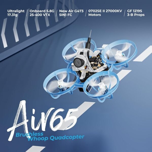 71tCvjXB7L._AC_SL1500_.jpg BETAFPV Air65 Brushless Whoop Quadcopter, 1S Ultralight 65mm Micro Whoop Drone with C03 FPV Camera, 0702SE Ⅱ 27000KV Motors, G473 5IN1 Air Brushless FC ELRS Receiver for Indoor Outdoor FPV Racing