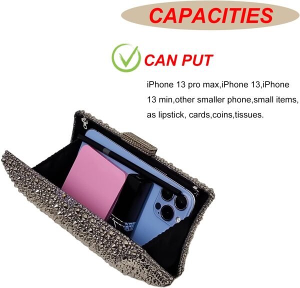 HUANG ZHUANG Sparkly Elegant Crystal Clutch Solid Rhinestone...