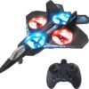 Foam Drone RC Airplane for Kids and Beginners, Remote Control Plane Fighter Jet with Light, Auto Hovering, 360° Flip and 2 Batteries (16 Mins)