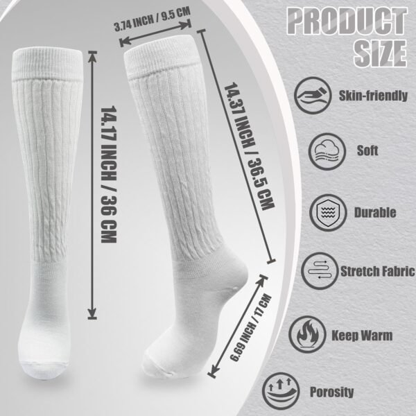 2 Pairs White Slouch Socks with 21 Pcs Sock Charms Pins Jewe...