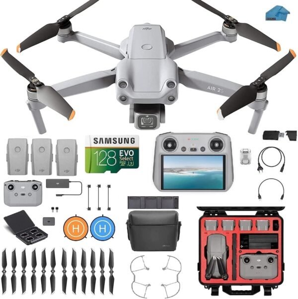 DJI Air 2S Fly More Combo with DJI-RC Controller Smart DJI Air 2S Fly More Combo with DJI-RC Controller Smart View - Drone Quadcopter UAV with 3-Axis Gimbal Camera, 5.4K Video, 3 batteries, Case, 128gb SD Card, Lens Filters, Landing pad Kit with Must Have Accessories
