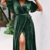 BerryGo Women's Velvet V Neck Wrap Semi Formal Dress Cocktai...