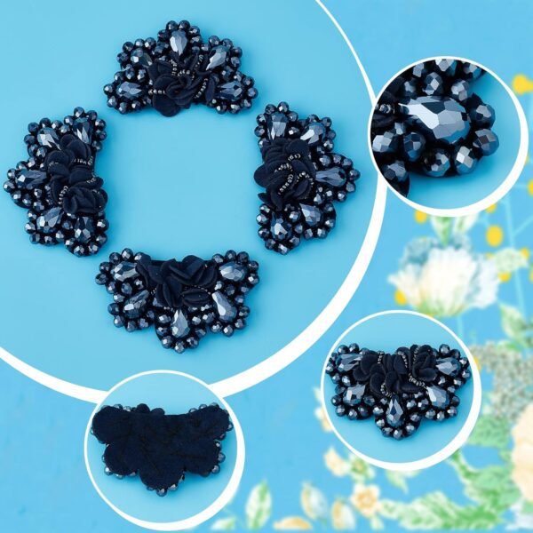 CRASPIRE 4PCS Crystal Shoe Charms Glude on Black Rhinestone ...