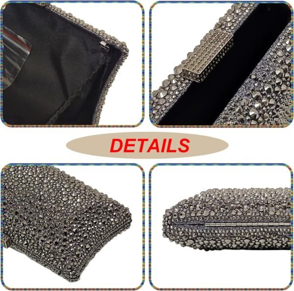 HUANG ZHUANG Sparkly Elegant Crystal Clutch Solid Rhinestone...