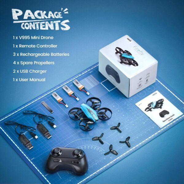 V995 Mini Drones for Kids 8-12 and Beginners,Indoor RC Quadcopter,Small Helicopter Plane with 3D Flips,360° Rotation,Circle Fly,Auto Hover,Headless Mode and 3 Batteries,Gift for Boys and Girls