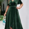 BerryGo Women's Velvet V Neck Wrap Semi Formal Dress Cocktai...