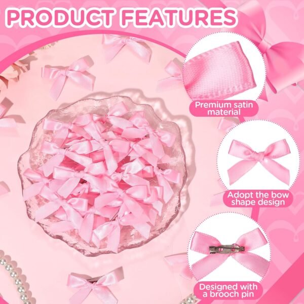 30PCS Pink Ribbon Bow Charms for Junk Socks,1.37 Inch Mini S...