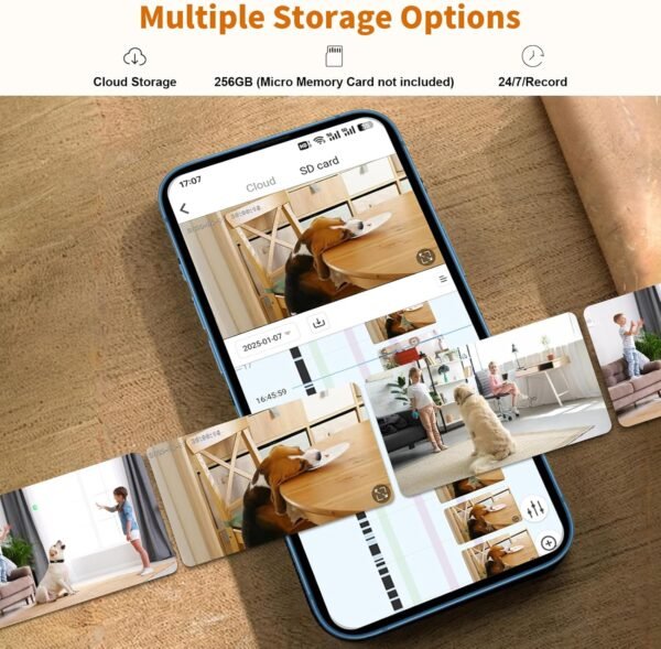 [5G & 2.4G] 2K Indoor Security Camera for Bedroom, Pet/Dog/B...