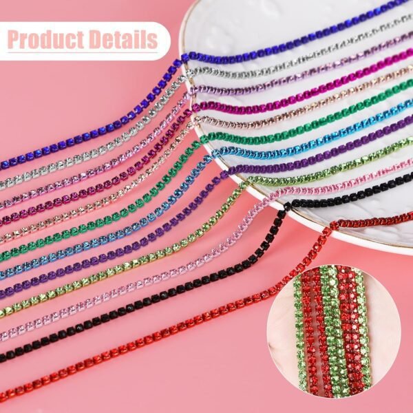 Crystal Rhinestone Close Chain Trim,10 Yards/Roll of 2mm Rhi...