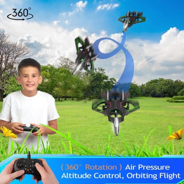 Remote Control Drone for Kids,2.4Ghz Foam RC Airplanes Helicopter Quadcopter with Auto Hovering,360° Flip,Gravity Sensing,Stunt Roll,Cool Light,2 Battery,Gifts for 6-12 Kids Boys (Green)