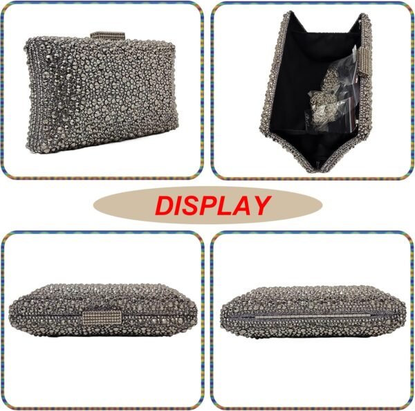 HUANG ZHUANG Sparkly Elegant Crystal Clutch Solid Rhinestone...