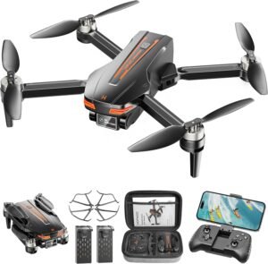 Drones with Camera 4K for Adults Kids, Brushless Motor Mini Drone, Foldable FPV RC Drone with Propeller Guards, One Key Take Off/Land, Gravity/Voice Control, Anti-Lost Alarm, Gift for Men, Boys