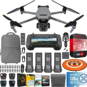 DJI Mavic 3 Pro Drone Quadcopter with RC Pro Remote (High-Bright Screen) Fly More Combo 4/3 CMOS Hasselblad Camera, 43Min Flight Time, 4 Batteries, Filters Bundle with Deco Gear Backpack& Accessories