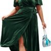 BerryGo Women's Velvet V Neck Wrap Semi Formal Dress Cocktai...