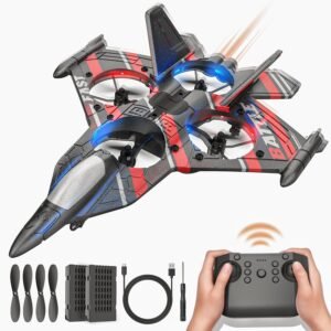 BEZGAR Drones for Kids | 2.4GHZ RC Plane, Remote Control BEZGAR Drones for Kids | 2.4GHZ RC Plane, Remote Control Airplane, RC Helicopter, 360° Flip Fighter Jet Toy, Toys for ages 8-13 with Colorful LED Navigation Lights Red