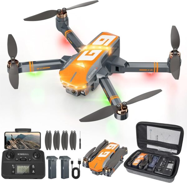 GPS Drones with 4K Camera for Adults with Brushless Motor GPS Drones with 4K Camera for Adults with Brushless Motor and Follow Me Mode,Long Flight Time and Distance,5G FPV Transmission and Auto Return,G9 Foldable RC Quadcopter for Beginner and Kids,Under249g (Dark gray)