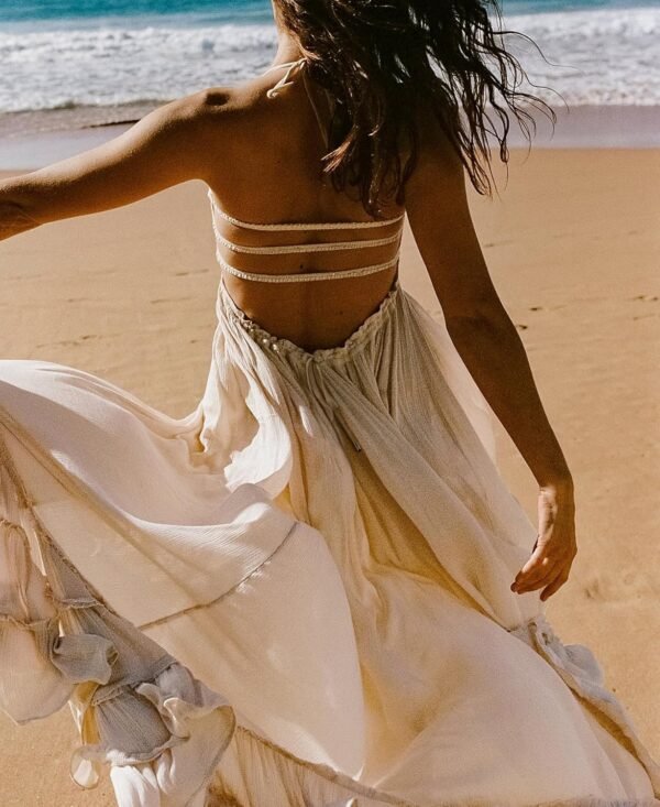 R.Vivimos Womens Summer Boho Sexy Backless Long Dresses