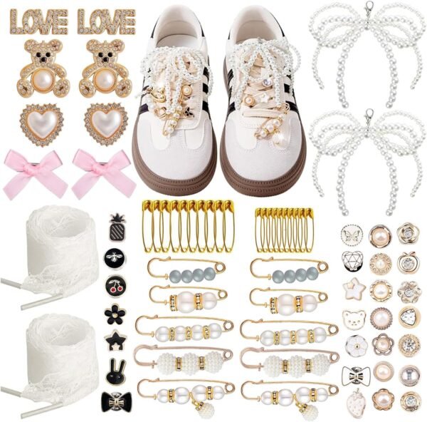 72 Pcs Sneaker Charms, Shoelace Charms For Sneakers, Pearl R...