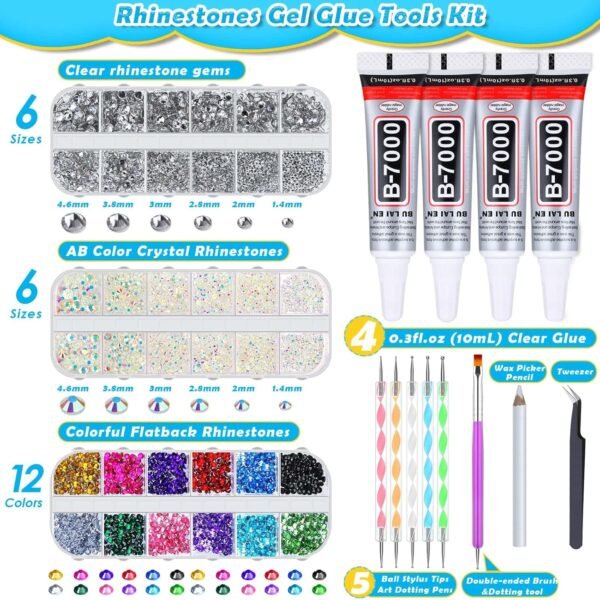 shynek B7000 Jewelry Glue with Rhinestones for Crafts, 6300P...