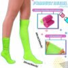 JenPen 2 Pairs Neon Slouch Socks for Women 80s 90s Scrunch S...