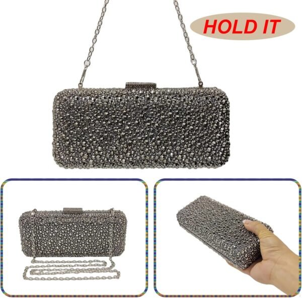 Long Rhinestone Box Evening Bag Women Formal Gathering Party...