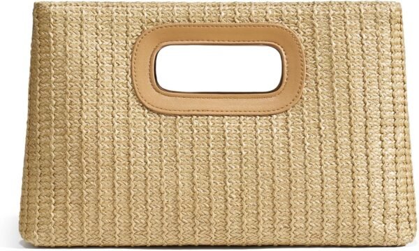 Chic Straw Clutch Purses for Women with Top Handle Summer Ba...