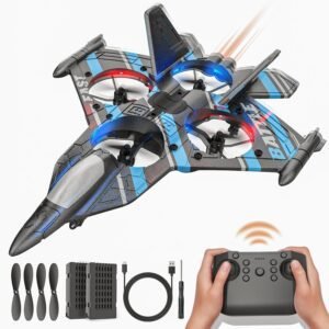 BEZGAR Drones for Kids | 2.4GHZ RC Plane, Remote Control BEZGAR Drones for Kids | 2.4GHZ RC Plane, Remote Control Airplane, RC Helicopter, 360° Flip Fighter Jet Toy, Toys for ages 8-13 with Colorful LED Navigation Lights Blue