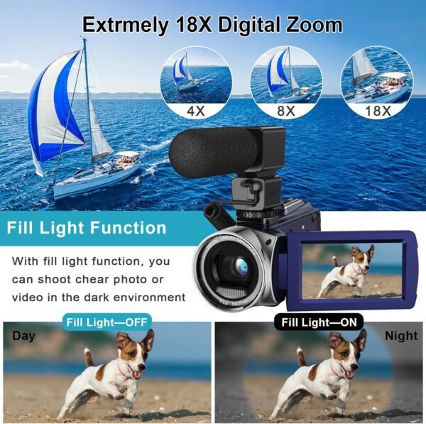 Video Camera Camcorder FHD 1080P 36MP YouTube Vlogging Camer...