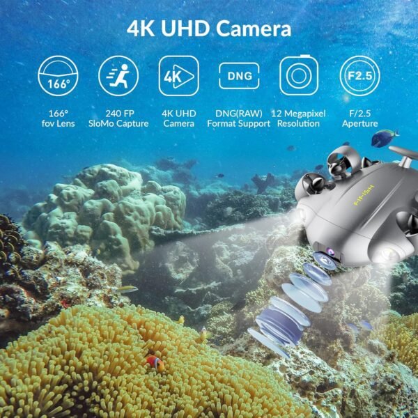 QYSEA FIFISH V6 Expert M200A Underwater Drone with Robotic Arm, AI Vision Lock Portable ROV with Q-Interface, Underwater Robot with Industrial Case, 6 Hours Working Time, 4K Camera, 660ft Dive