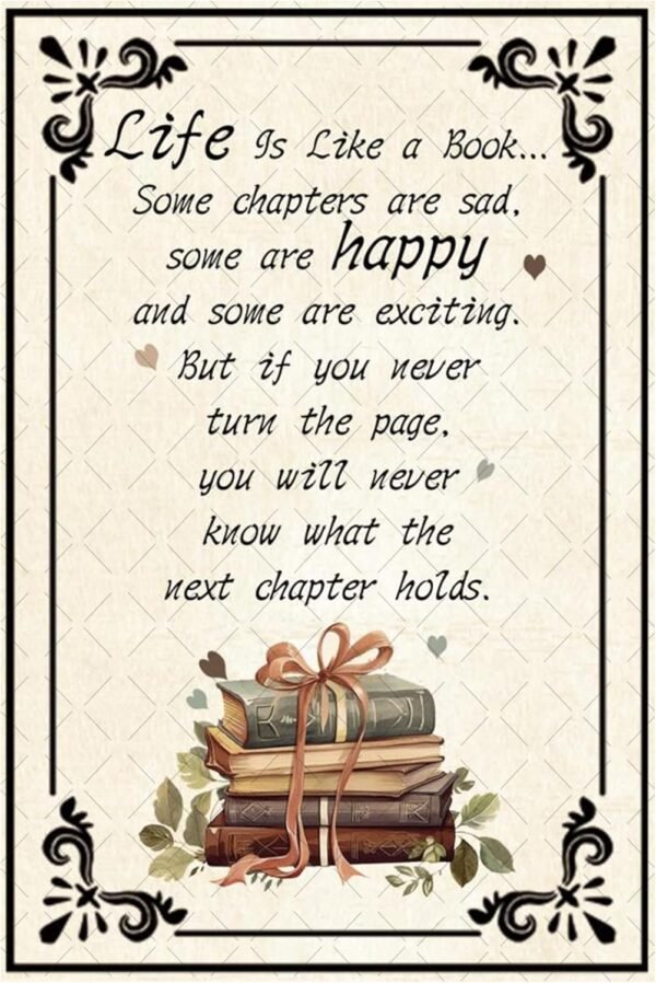 Life is Like A Book Metal Tin Sign Book Poster Inspirational...