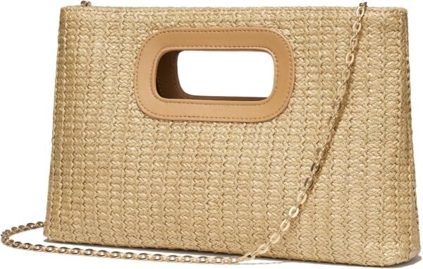 Chic Straw Clutch Purses for Women with Top Handle Summer Ba...