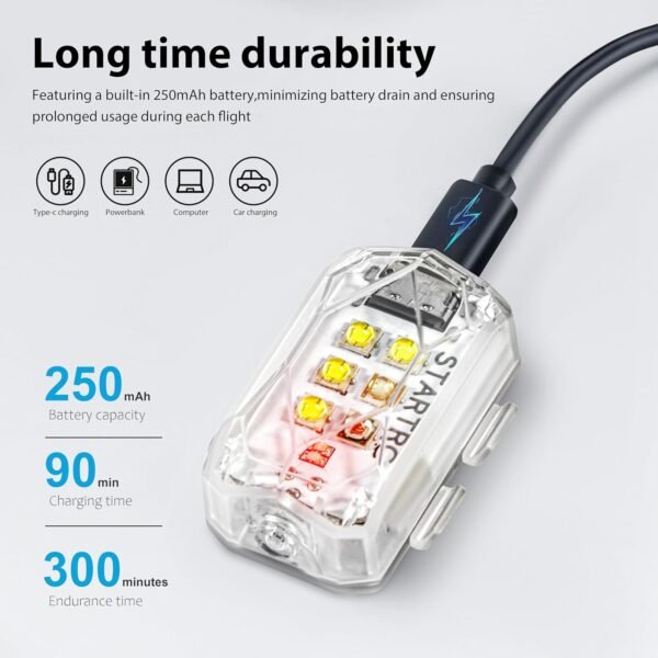 81nKMazYycL._AC_SL1500_.jpg STARTRC Drone Strobe Light, Anti Collision Light, Rechargable Flash Led Lamp Light for FAA Drone Night Flying, Fits For DJI Neo,Mini 4 Pro, Avata 2,Mini 4k,Air 3S and All RC Drones Accessory(2pc)
