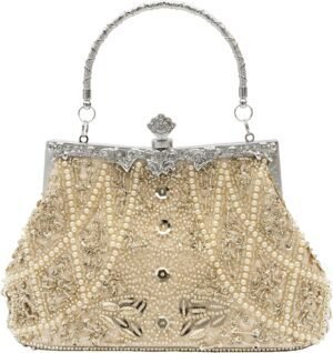 Vintage floral leaf beads sequins evening bag Elegant Clutch... Vintage floral leaf beads sequins evening bag Elegant Clutch...