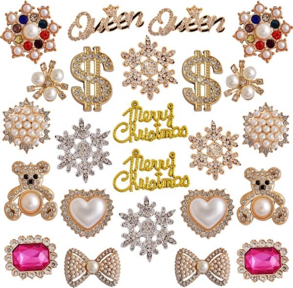 Christmas Charms for Socks - 24pcs Rhinestone Brooches & Pin...