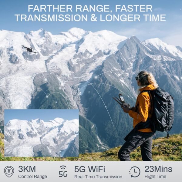 81qqjcCxbBL._AC_SL1500_.jpg BEZGAR BD901 Drones with Camera for Adults 4K Long Range - Foldable Mini Drone with 4K Video, 3-Axis Gimbal, 3KM Transmission, 23 Mins Flight Time, Return To Home, Follow Me, Hobby RC Quadcopters