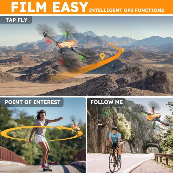 81xNJIOgAqL._AC_SL1500_.jpg GPS Drones with 4K Camera for Adults with Brushless Motor and Follow Me Mode,Long Flight Time and Distance,5G FPV Transmission and Auto Return,G9 Foldable RC Quadcopter for Beginner and Kids,Under249g (Dark gray)