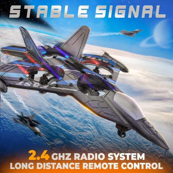 91SfOjJFqZL._AC_SL1500_.jpg BEZGAR Drones for Kids | 2.4GHZ RC Plane, Remote Control Airplane, RC Helicopter, 360° Flip Fighter Jet Toy, Toys for ages 8-13 with Colorful LED Navigation Lights Blue