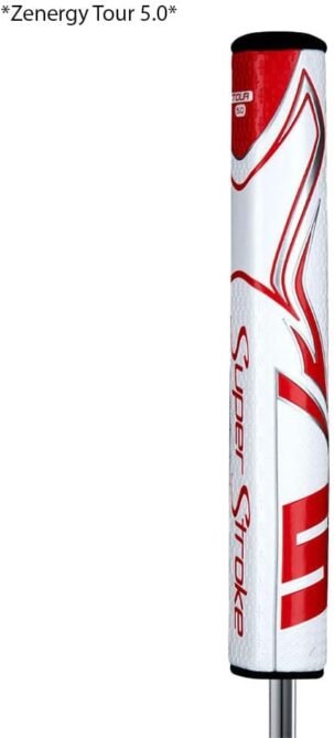 41kRnLL9-fL._AC_SL1000_.jpg SuperStroke Zenergy Tour 3.0 Golf Putter Grip with No Taper Enhanced SPYNE Technology, New Multi-Zone Texturing and Tech-Port, White/Red