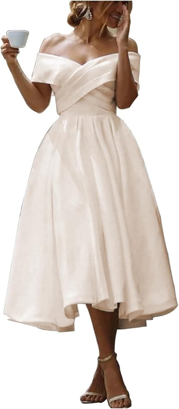 Simple Satin Short Wedding Dresses for Bride 2025 A Line Str...