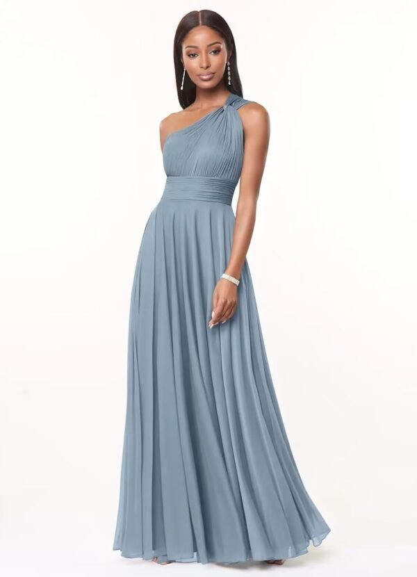 Women's One Shoulder Corset Bridesmaid Dresses Long Pleated ...