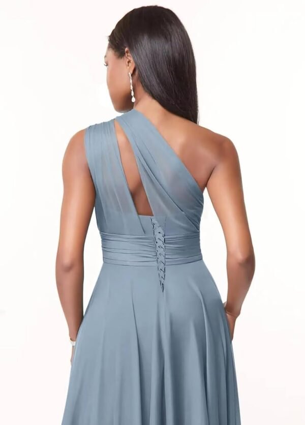 Women's One Shoulder Corset Bridesmaid Dresses Long Pleated ...