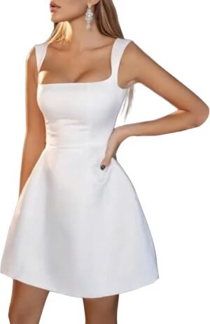 Square Neck Satin Homecoming Dresses for Teens 2025 Short Pr... Square Neck Satin Homecoming Dresses for Teens 2025 Short Pr...