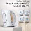 ECOVACS Winbot W1 Pro Window Cleaning Robot, Intelligent Cleaning with Dual Cross Water Spray Technology, Win SLAM 3.0 Path Planning, 2800Pa Suction Power, Edge Detection Technology, App Control,Grey