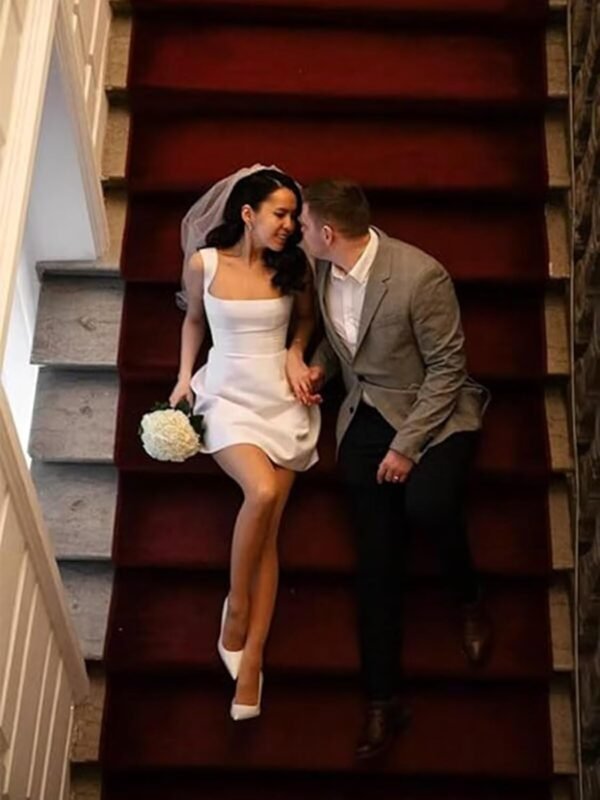 Square Neck Satin Homecoming Dresses for Teens 2025 Short Pr...