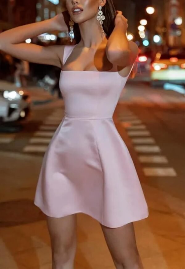 Square Neck Satin Homecoming Dresses for Teens 2025 Short Pr...