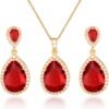 Bridal Jewelry Set for Wedding - 18k Plated Teardrop CZ Crys...