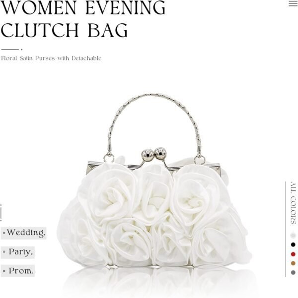 Women Evening Clutch Bag Floral Satin Small Purses with Deta...