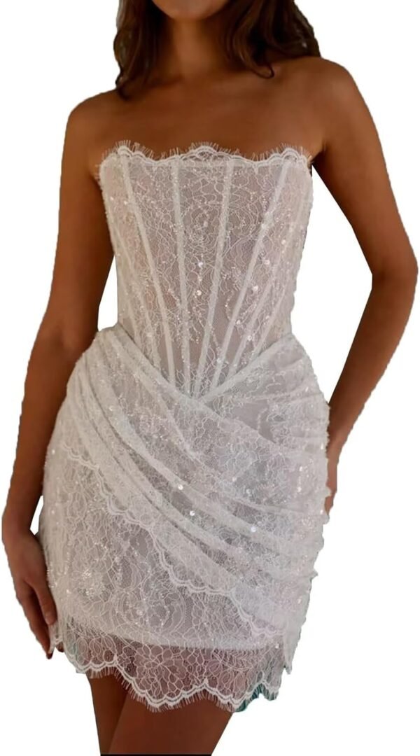 Short Wedding Dresses for Bride 2025 Beach Lace Long Sleeve ...